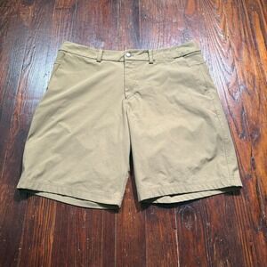 Lululemon The Works Shorts Mens 38 Beige 10" Warpstreme ABC Stretch Golf Chino